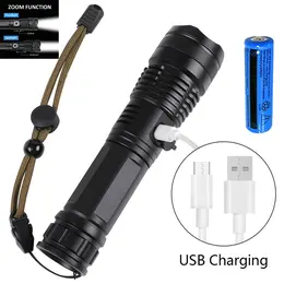 Product image of XHP70 Rechargeable LED Flashlight, USB Zoomable