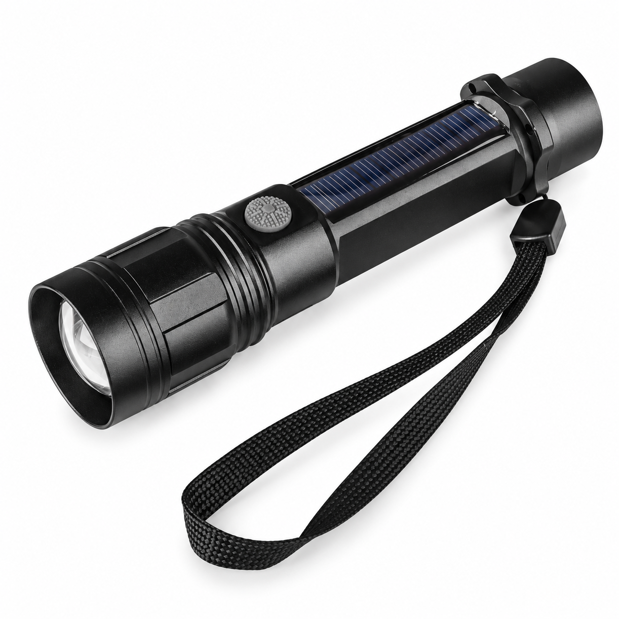 Main product image of W567 Solar Rechargeable LED Flashlight, 200LM, Aluminum Alloy, XPE, 800mAh