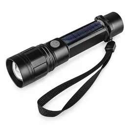 Product image of W567 Solar Rechargeable LED Flashlight, 200LM, Aluminum Alloy, XPE, 800mAh