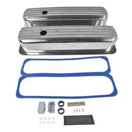 Product image of Polished Aluminum Finned Vortec Center Bolt Valve Covers, Chevy SBC 1987-1997
