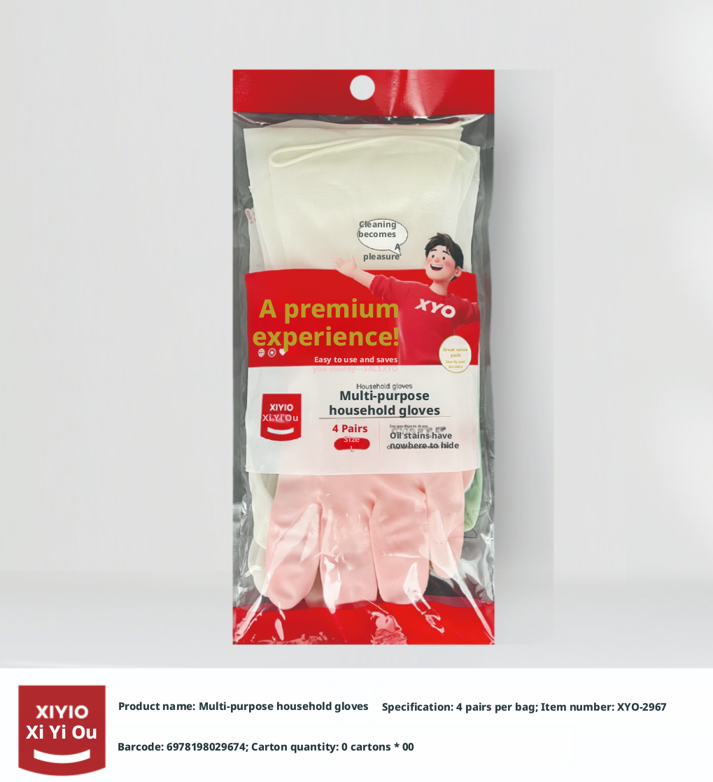 Main product image of Multi-Color Household Rubber Gloves, 4-Pair Pack