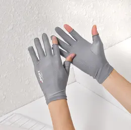 Product image of Open-Finger Ice Silk Non-Slip Work Gloves, Light Gray, 1 Pair