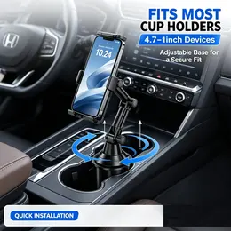 Product image of Car Cup Holder Phone Tablet Mount with Long Adjustable Arm