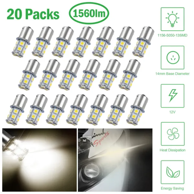Main product image of 20-Pack 12V 14mm Aluminum Alloy 4500K Turn Signal Light Bulbs