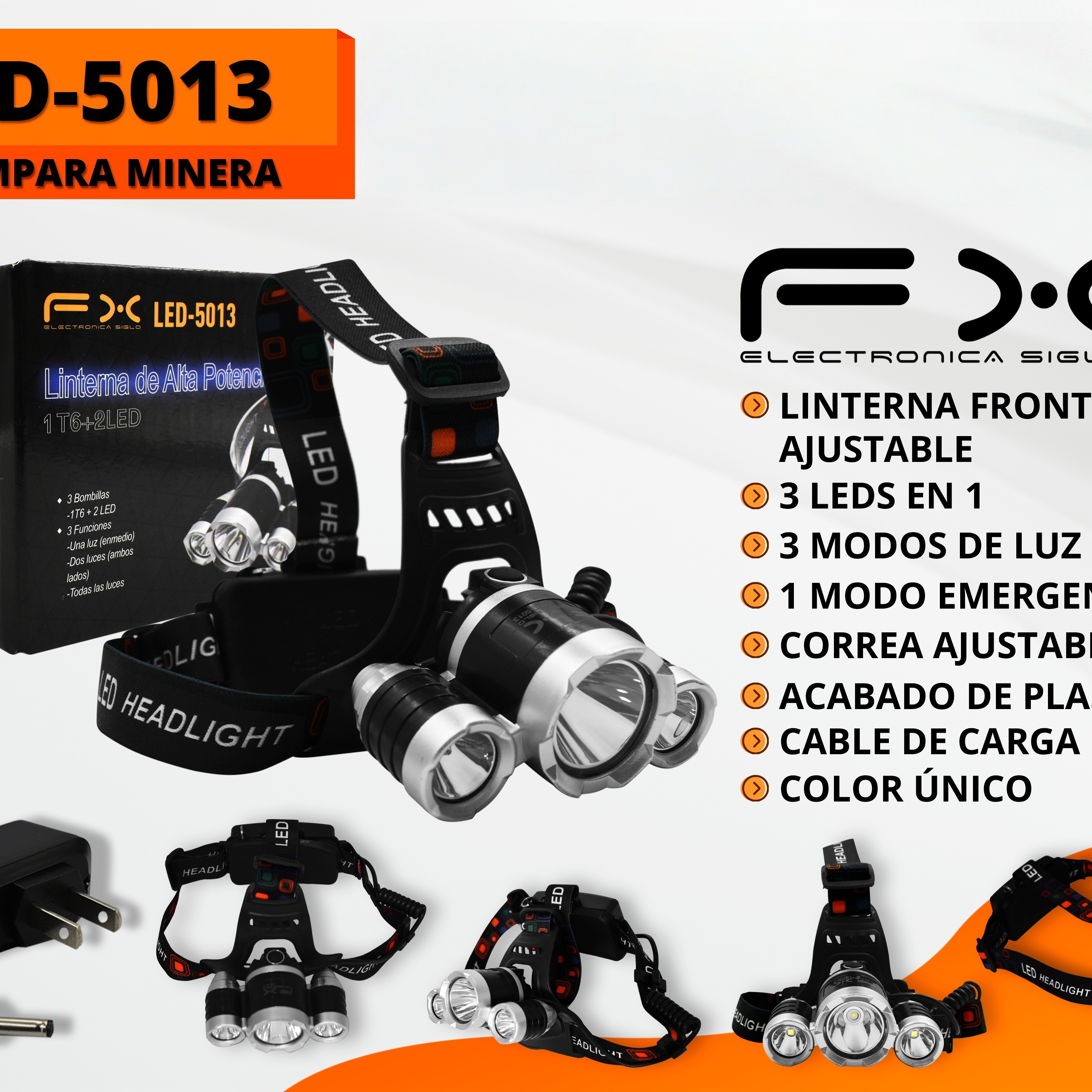 Main product image of LED Miner's Headlamp, 3 Light Modes, Rechargeable