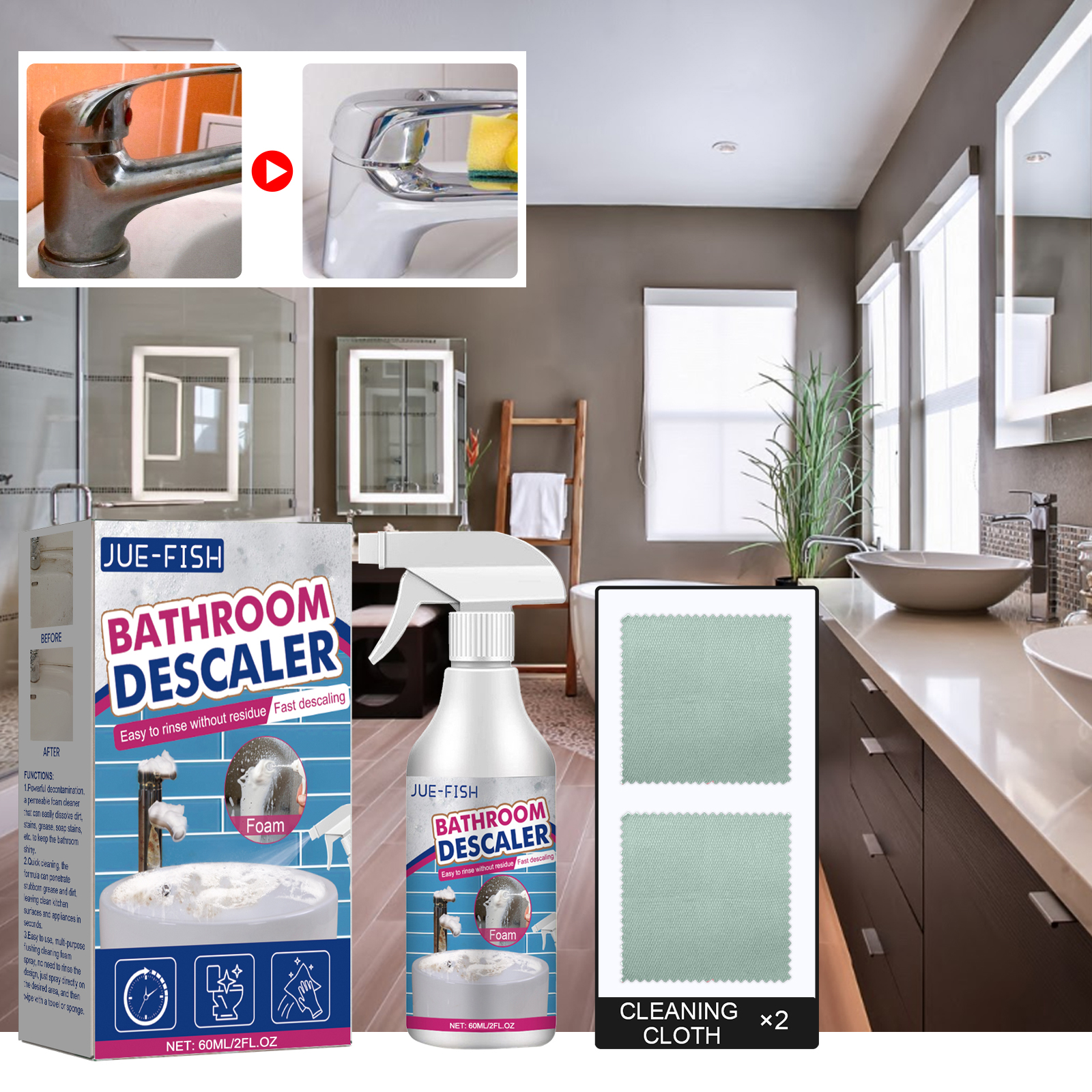 Main product image of 60ml Bathroom Foam Cleaner, Individually Boxed