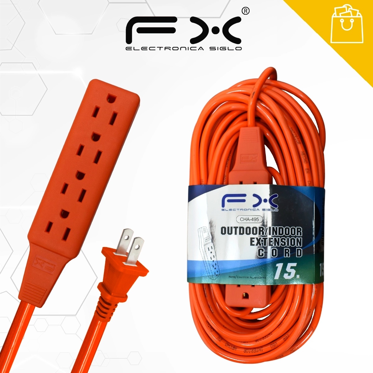 Main product image of 15m Power Extension Cord, Four-Slot Grounded Socket