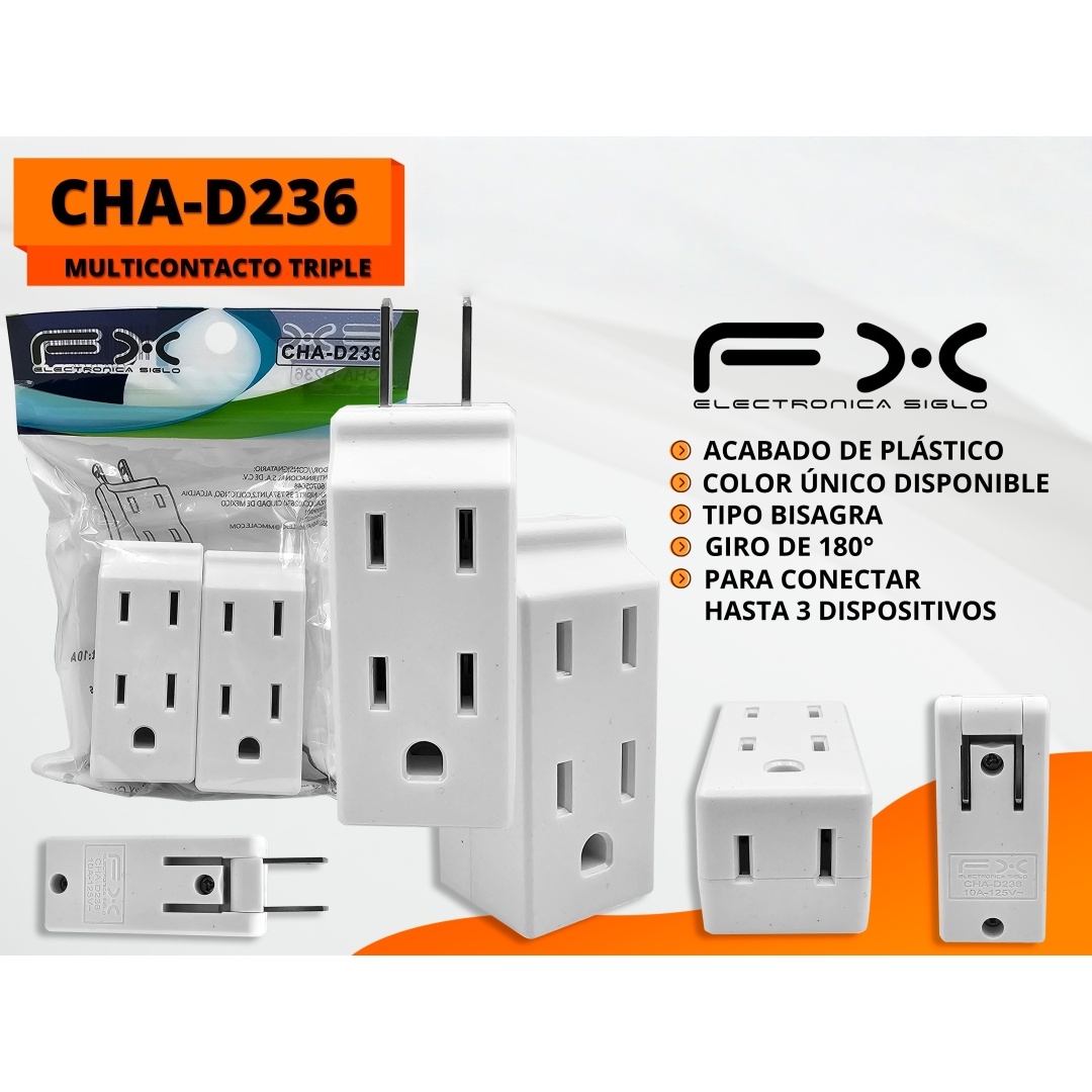 Main product image of Three-Outlet Power Strip with 180-Degree Rotating Folding Plug