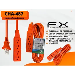 Product image of Power Strip Extension Cord, 7.4m, Grounded, Indoor/Outdoor, Orange Plastic