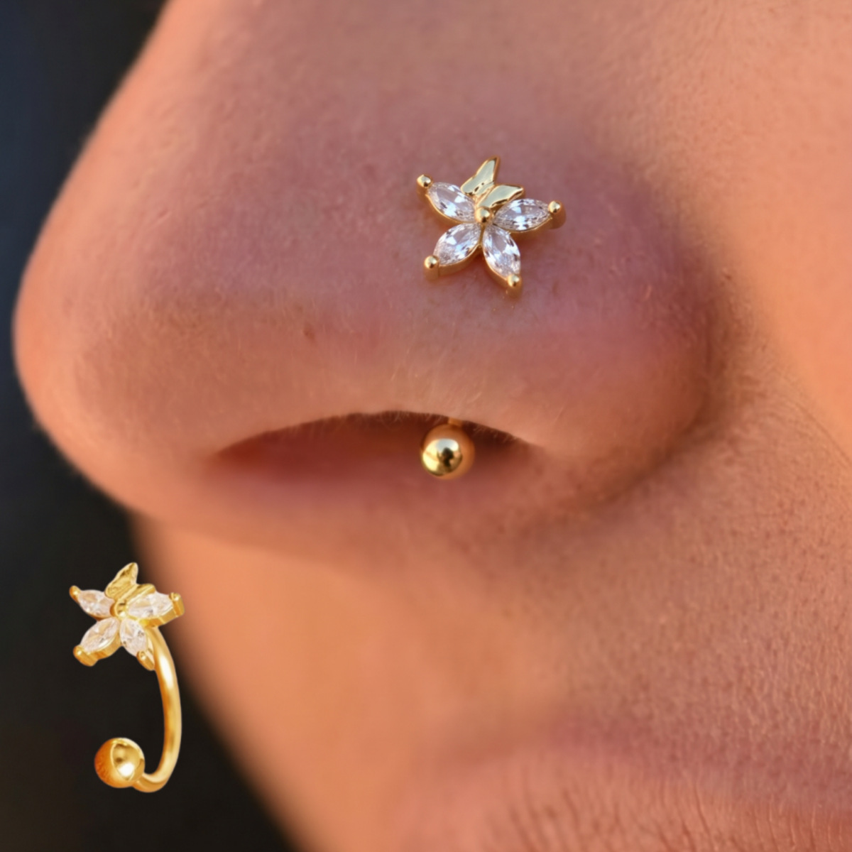 Main product image of Gold C-Shaped Screw Clip Nose Hoop Ring, 1 Pack