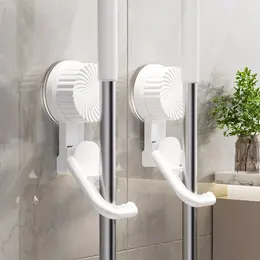 Product image of White ABS Suction Cup Mop Clip, Drill-Free Installation