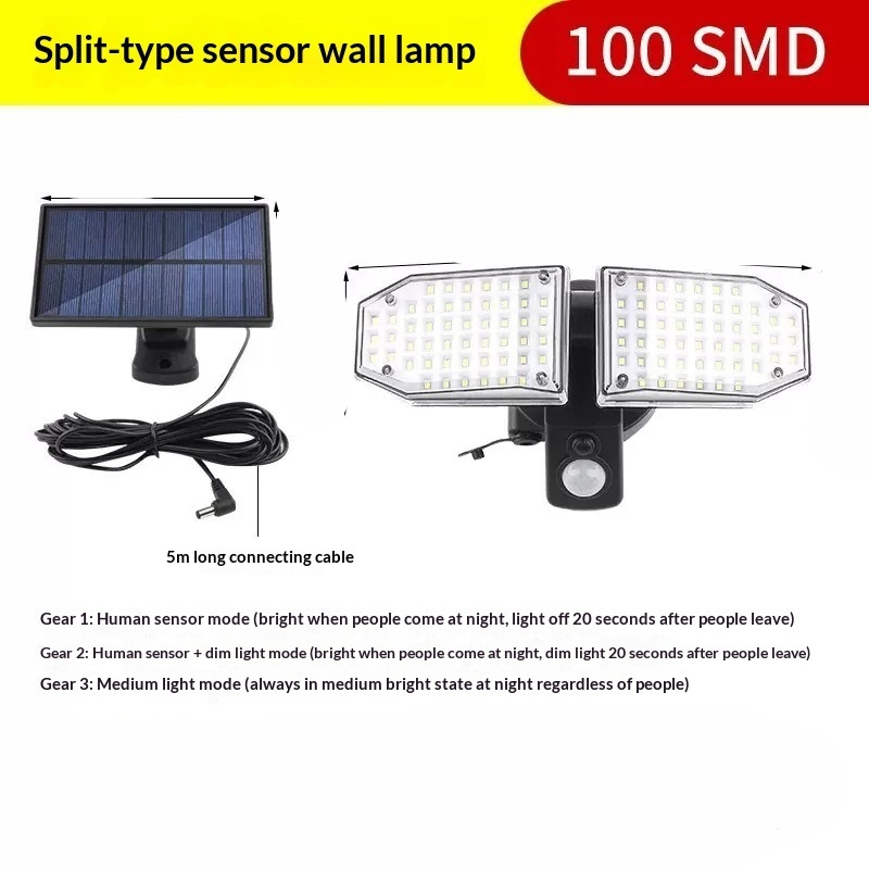 Main product image of Solar Powered Dual-Head Lamp with Separate Light Fixtures