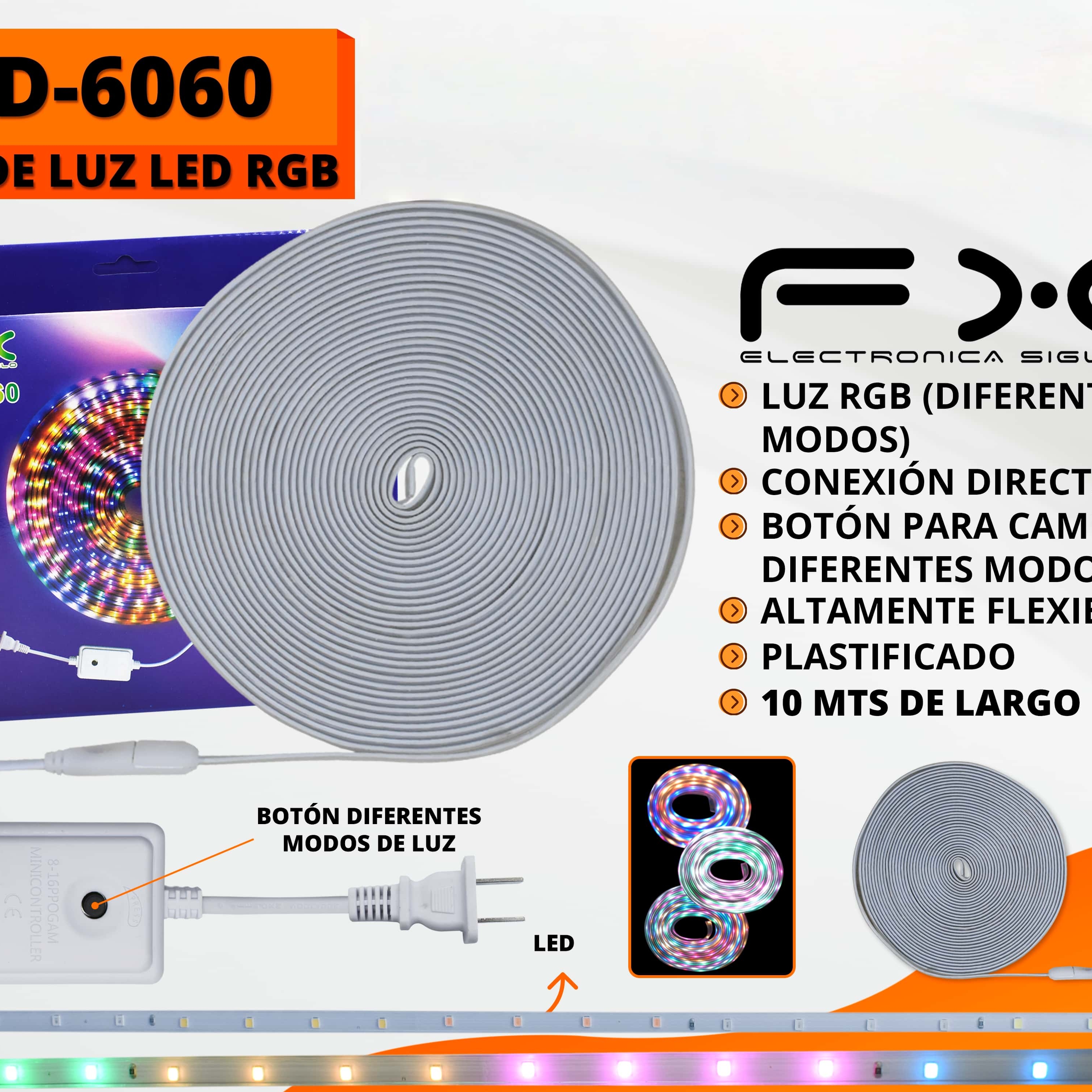 Main product image of LED RGB Light Strip with Multi-mode Button Switch, 10m