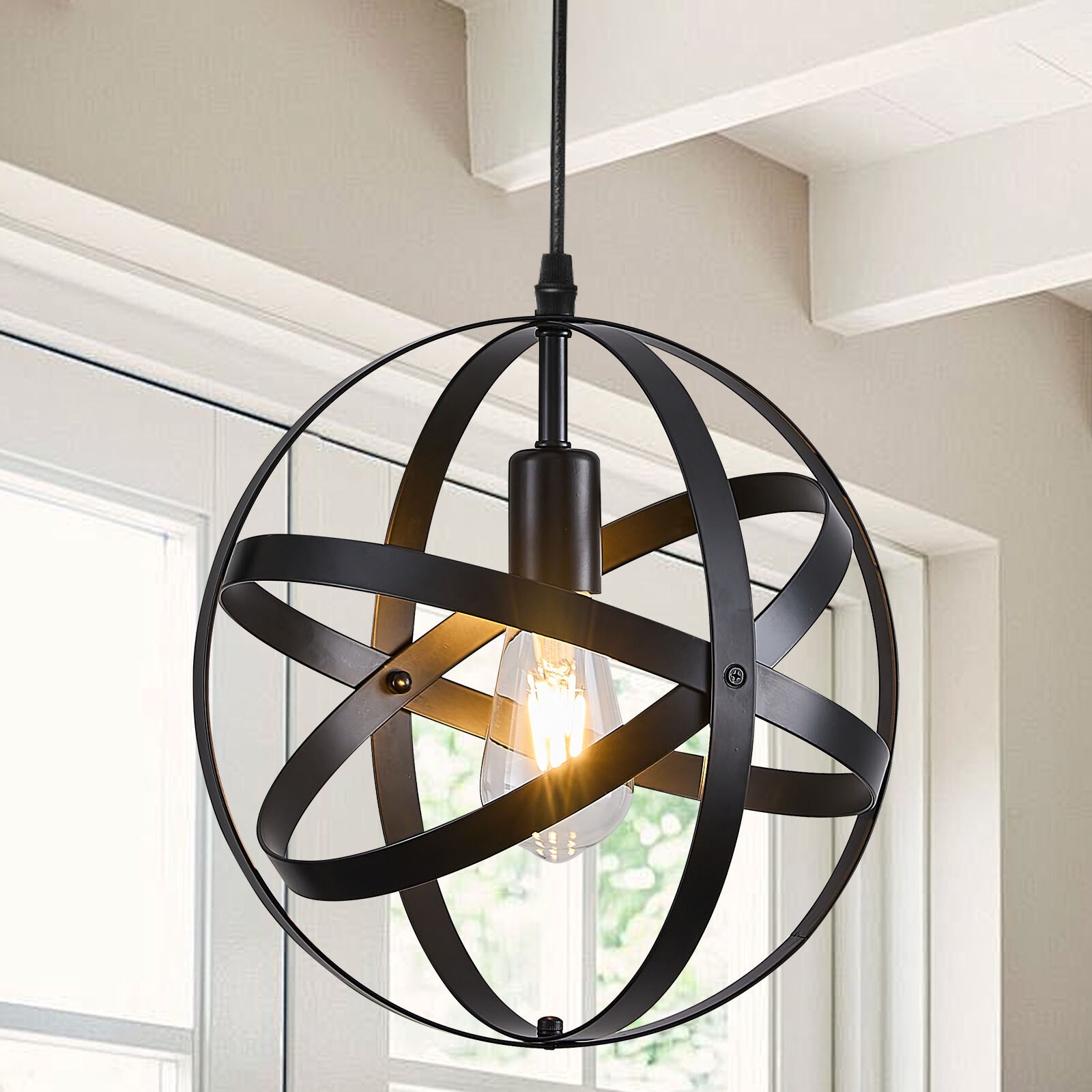 Main product image of Industrial Spherical Pendant Light Fixture, Adjustable Cord