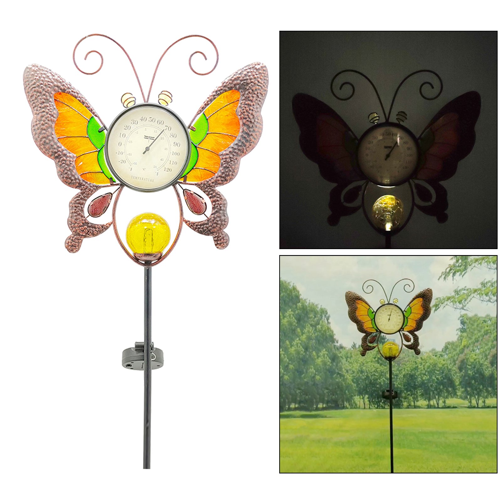 Main product image of Solar Powered Garden Stake Thermometer, Glow-in-Dark Display