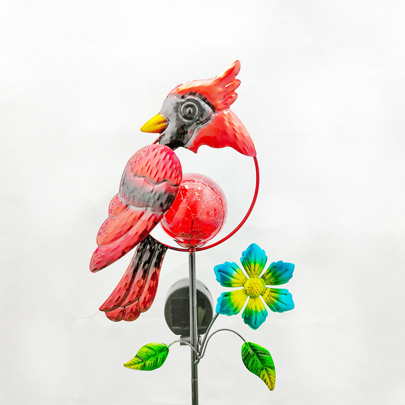 Main product image of Solar Powered Red Bird Garden Stake Light Fixture