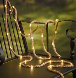 Product image of Solar-Powered LED String Light, Hemp Rope & Copper Wire