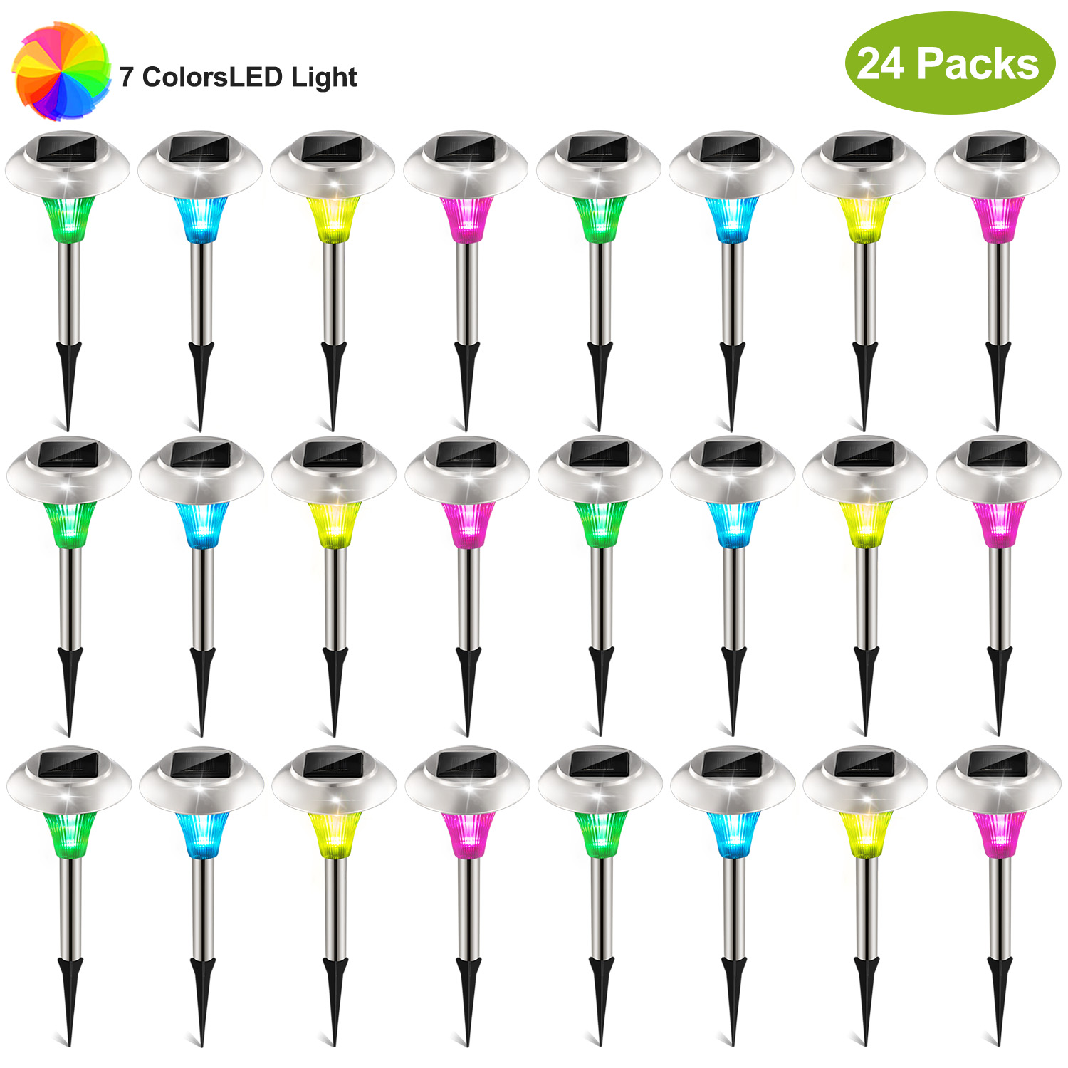 Main product image of Solar Garden Lights, IP44 Waterproof, 7 Color Changing