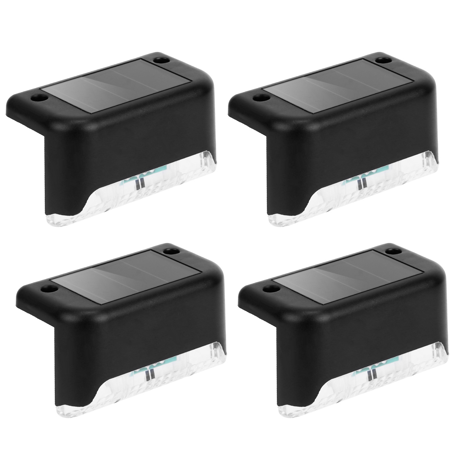 Main product image of 4-Pack Solar Powered LED Step Lights, Outdoor, Water-Resistant, Dusk-to-Dawn