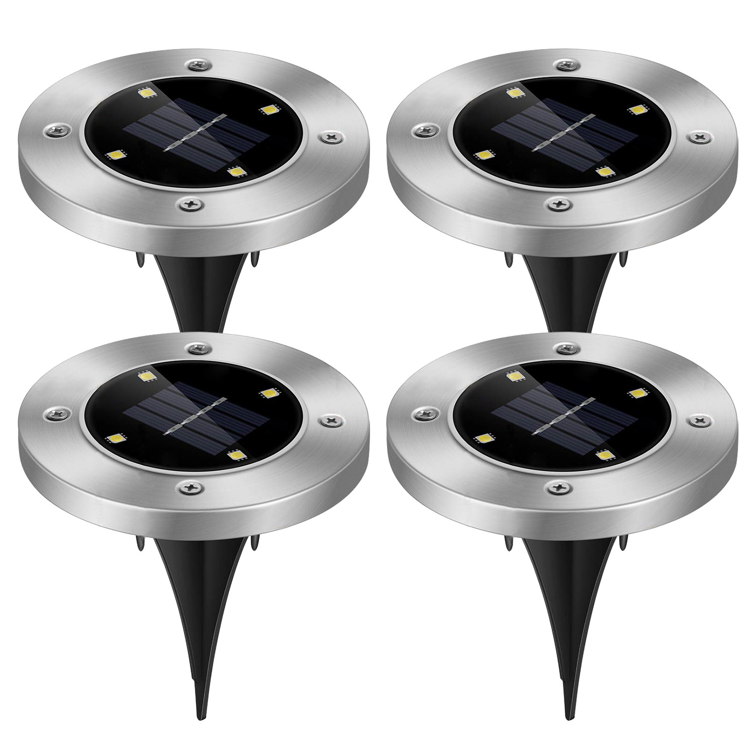 Main product image of 4-Pack Solar 4LED Waterproof Ground Lights for Paths and Patios