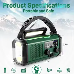 Product image of 10000mAh Wind Up Solar Hand Crank Emergency Radio, FM/AM, USB Charger, LED Torch