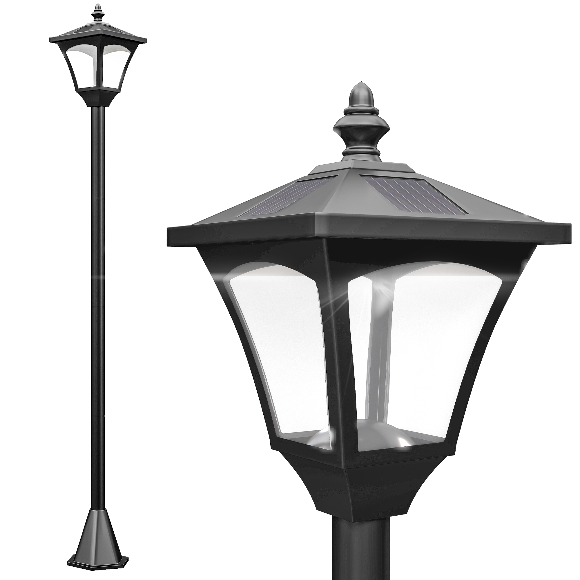 Main product image of 1.2m Solar Powered Outdoor Lamp Post, Black