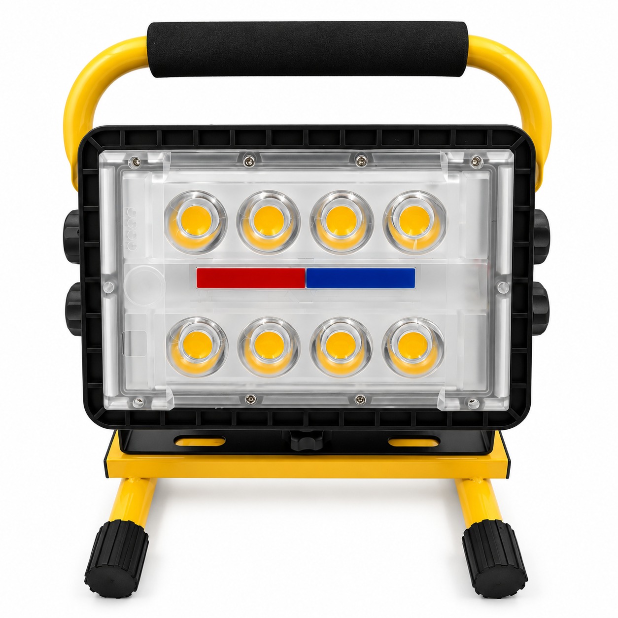 Main product image of W860A Solar Rechargeable COB LED Flood Light, Red Blue Warning, 20800mAh Battery