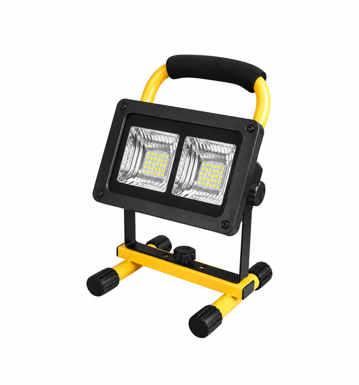 Main product image of W864A Solar Rechargeable LED Flood Light, 30W, Portable, Battery Display, Red Blue Warning