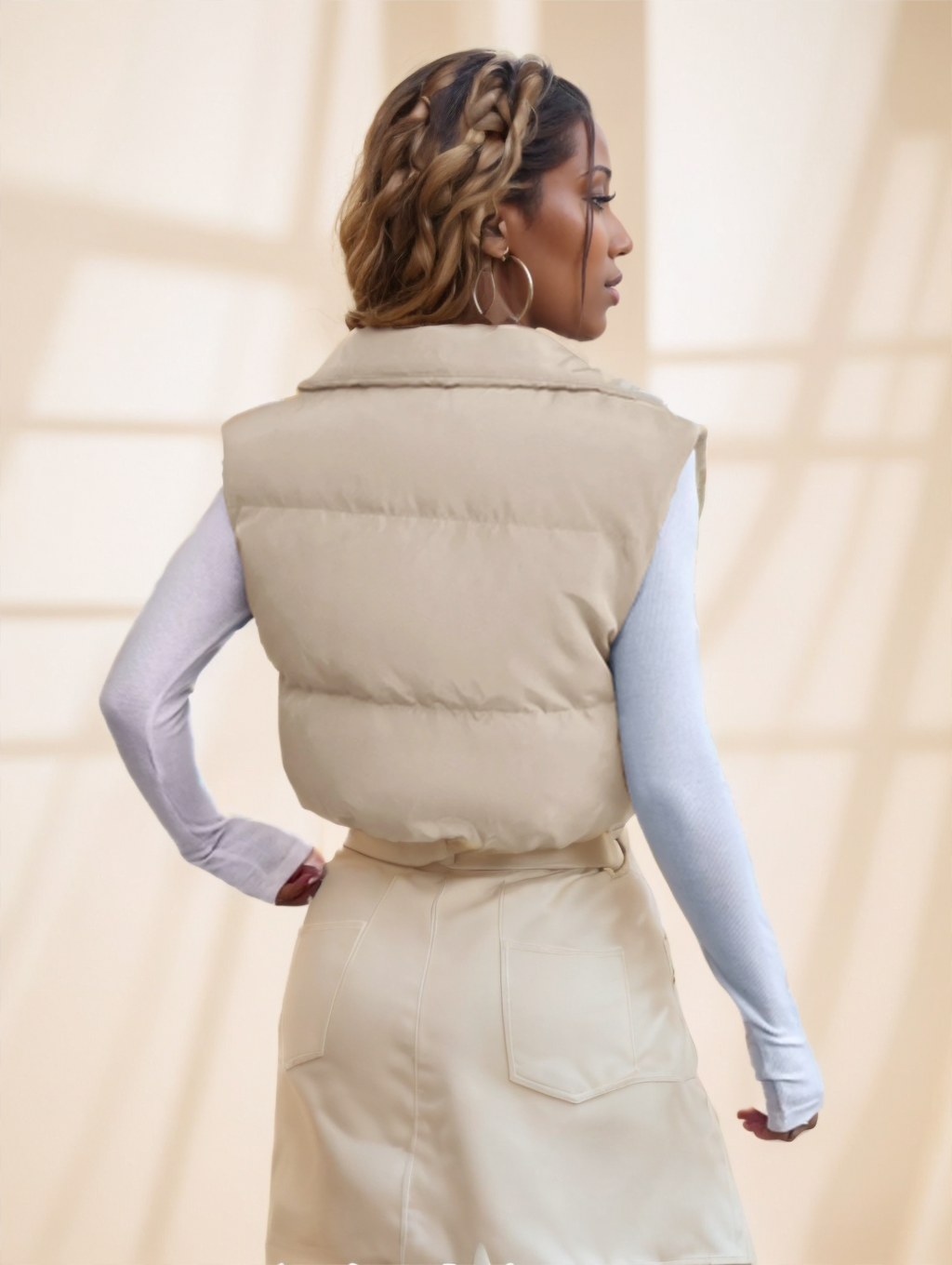 Main product image of Khaki Zipper Front Insulated Safety Vest for Winter Use