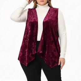 Product image of Women's Plus Size Velvet Knit Open Front Sleeveless Vest