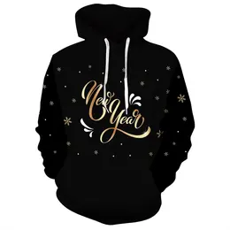 Product image of Men's Casual Hooded Sweatshirt, 3D Digital Print, Happy New Year