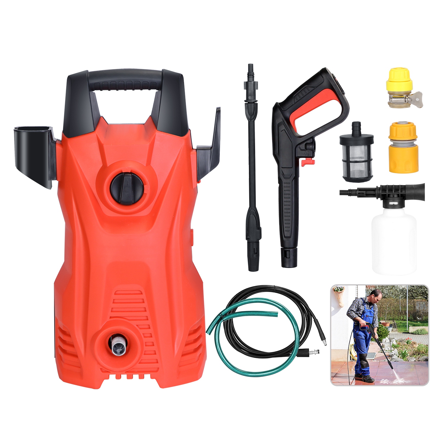 Main product image of Electric Pressure Washer, 1740 PSI, IPX5, Adjustable Nozzle, Soap Dispenser