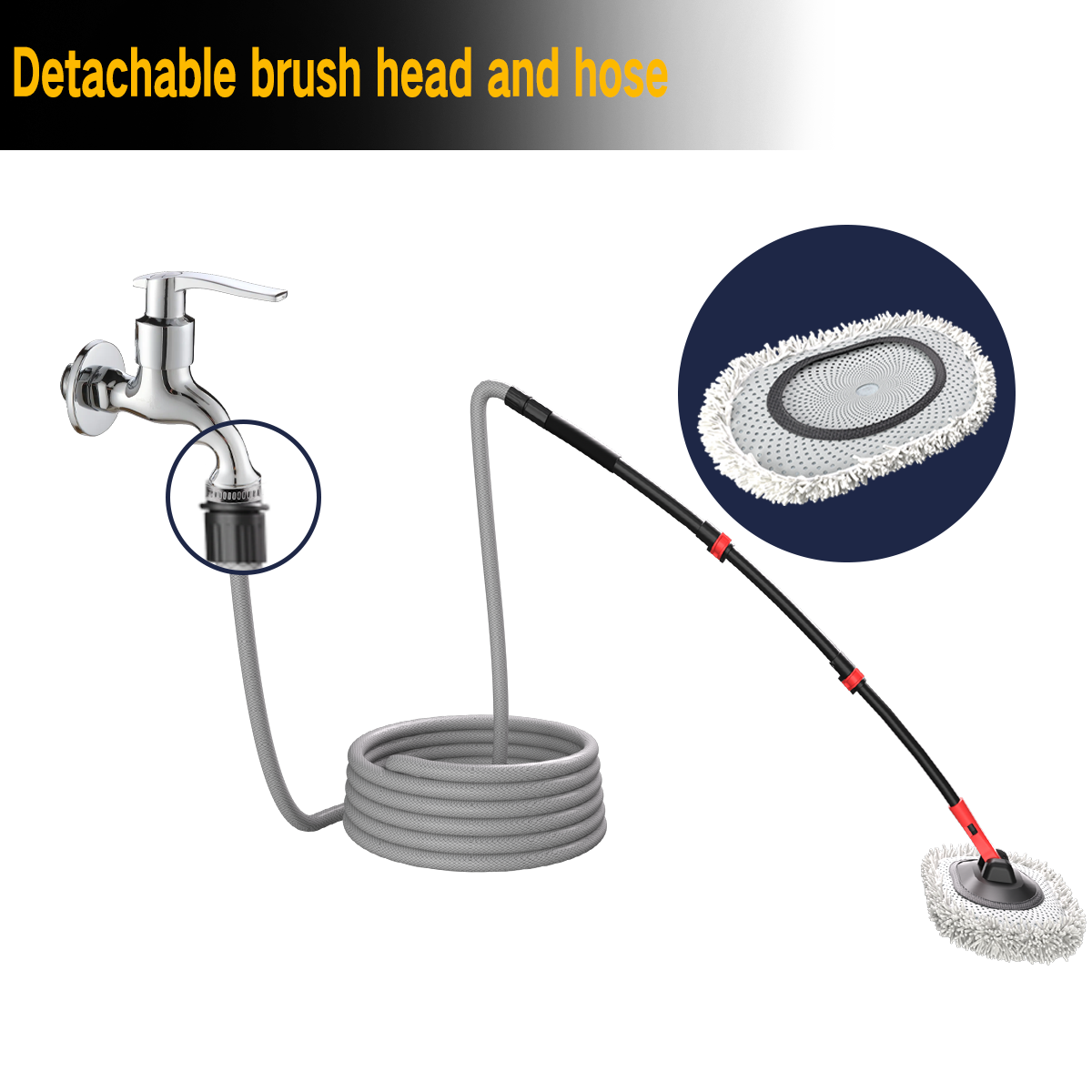 Main product image of 41-inch Portable Water-Fed Car Wash Mop with Soft Brush, 10m Hose