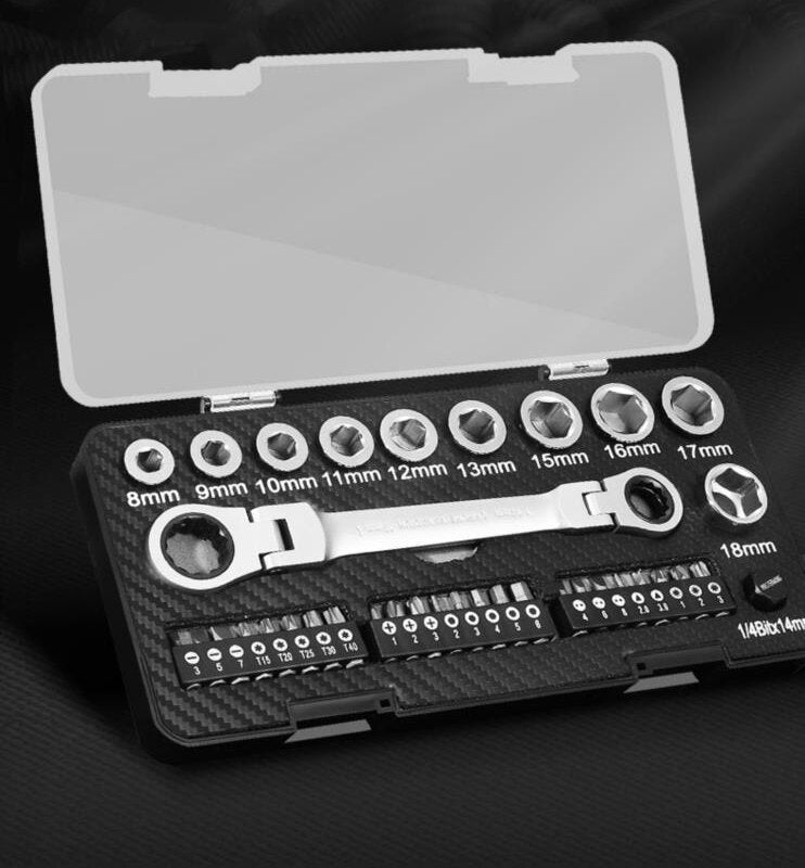 Main product image of Ratchet Wrench and Screwdriver Bit Set with Two-Way Ratchet Handle