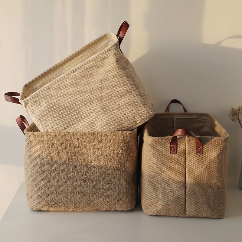 Main product image of Jute Fabric Foldable Storage Box for Organization