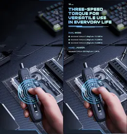 Product image of Three-Speed Electric Screwdriver Kit with Variable Torque Settings