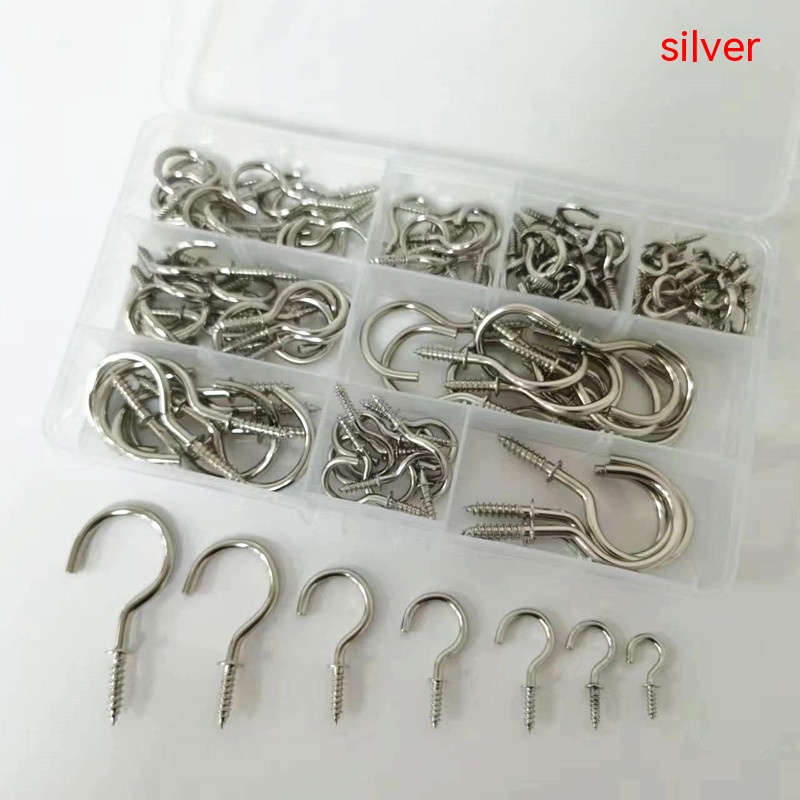 Main product image of 120-Piece Cup Hook Assortment, Black, Silver, Gold Finishes