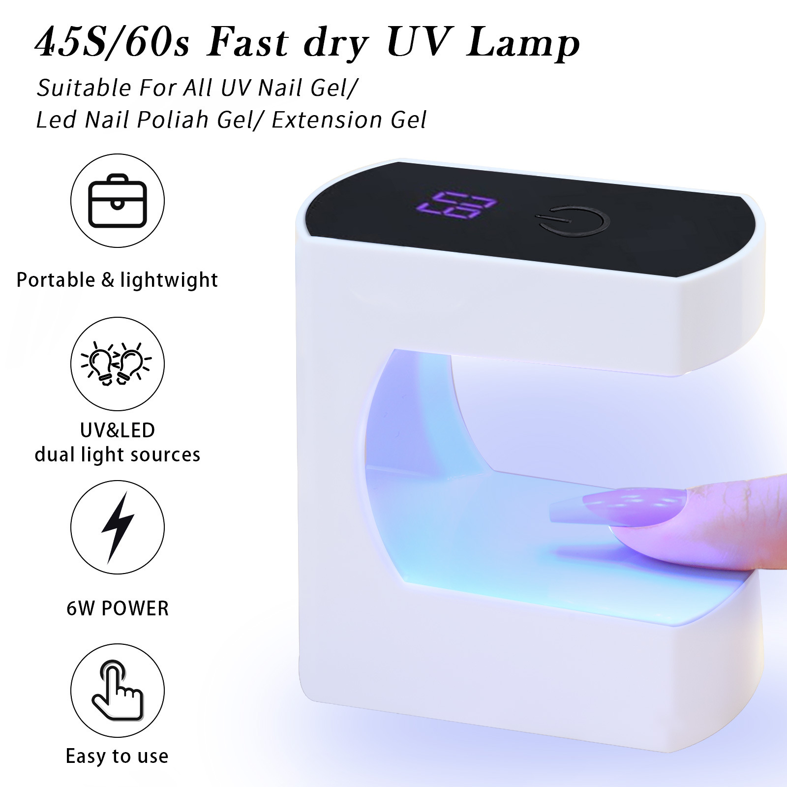 Main product image of USB Mini Q8 Nail Tip Curing Lamp for Gel Polish and Resin