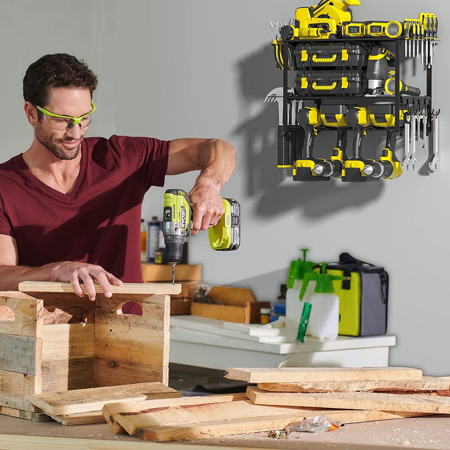 Main product image of Wall-Mounted Electric Tool Storage Rack for Handheld Drills