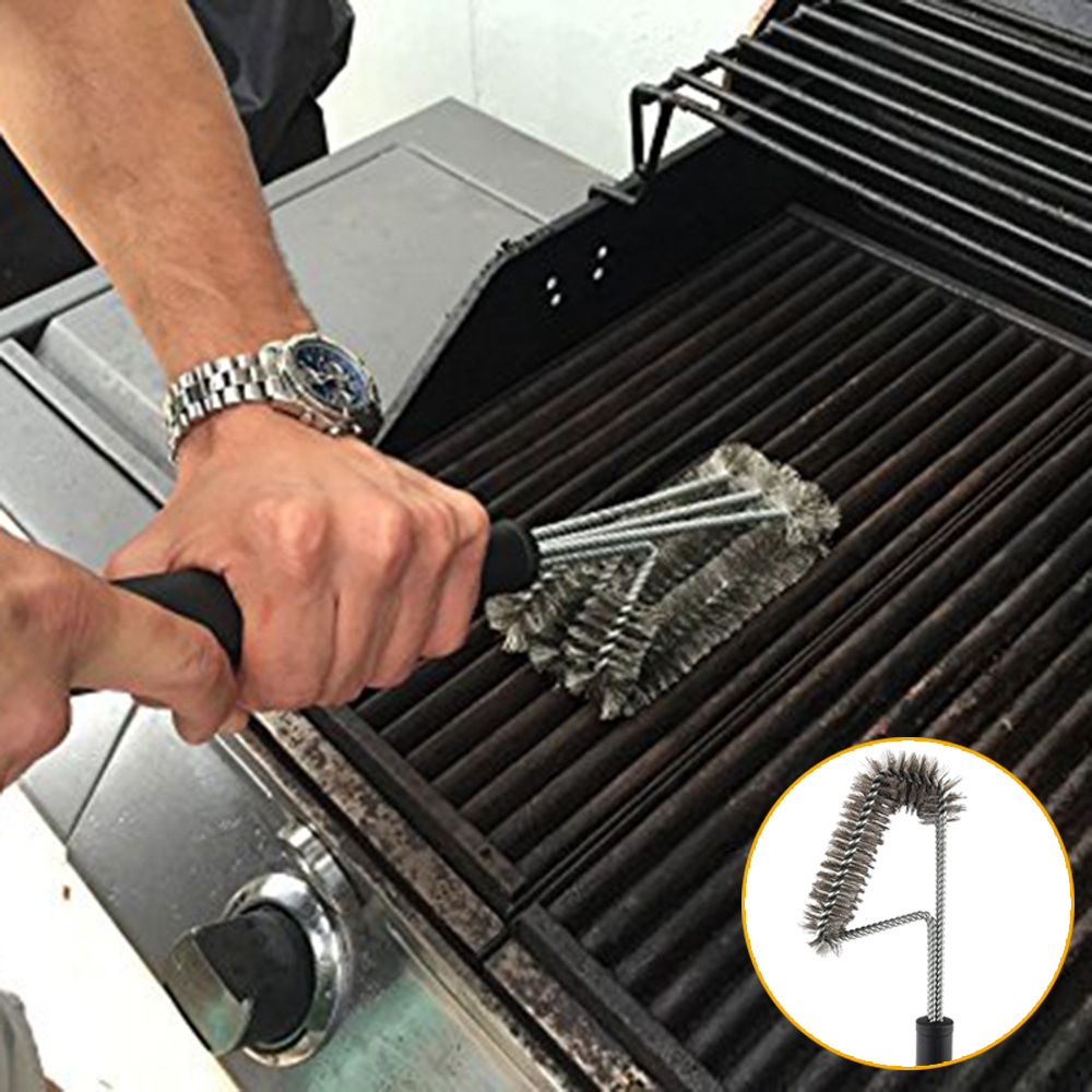 Main product image of 18-inch Three-Head Steel Wire Barbecue Grill Cleaning Brush