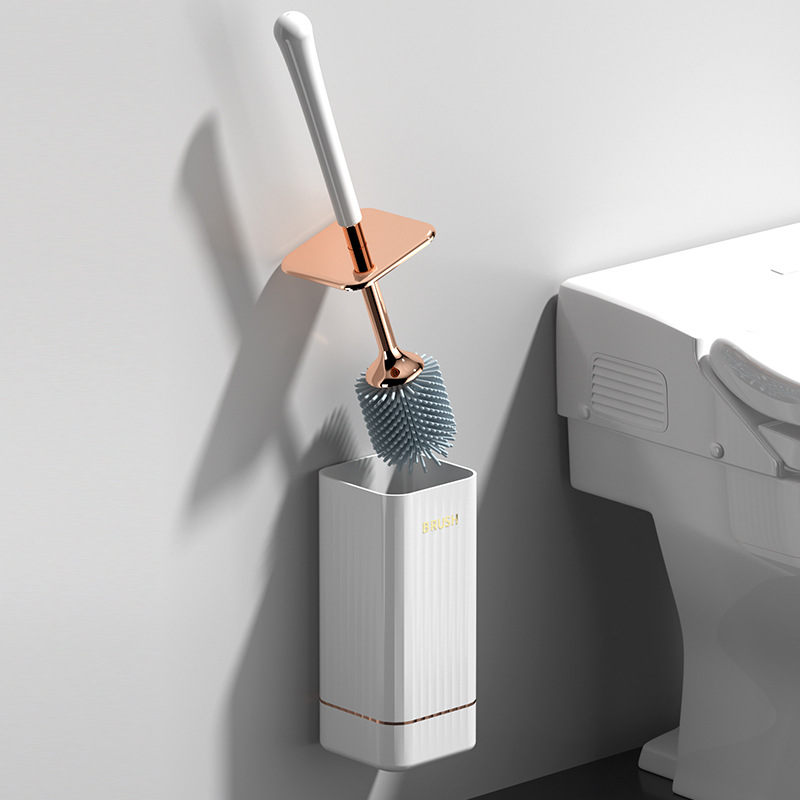 Main product image of Wall-Mounted Silicone Toilet Brush with Storage Rack