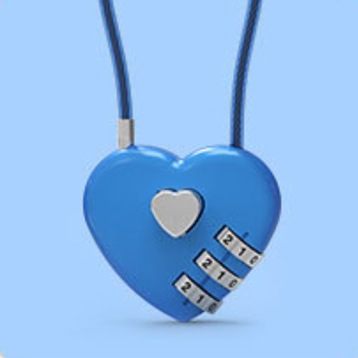 Main product image of Heart-Shaped Padlock with Long Wire Rope Shackle