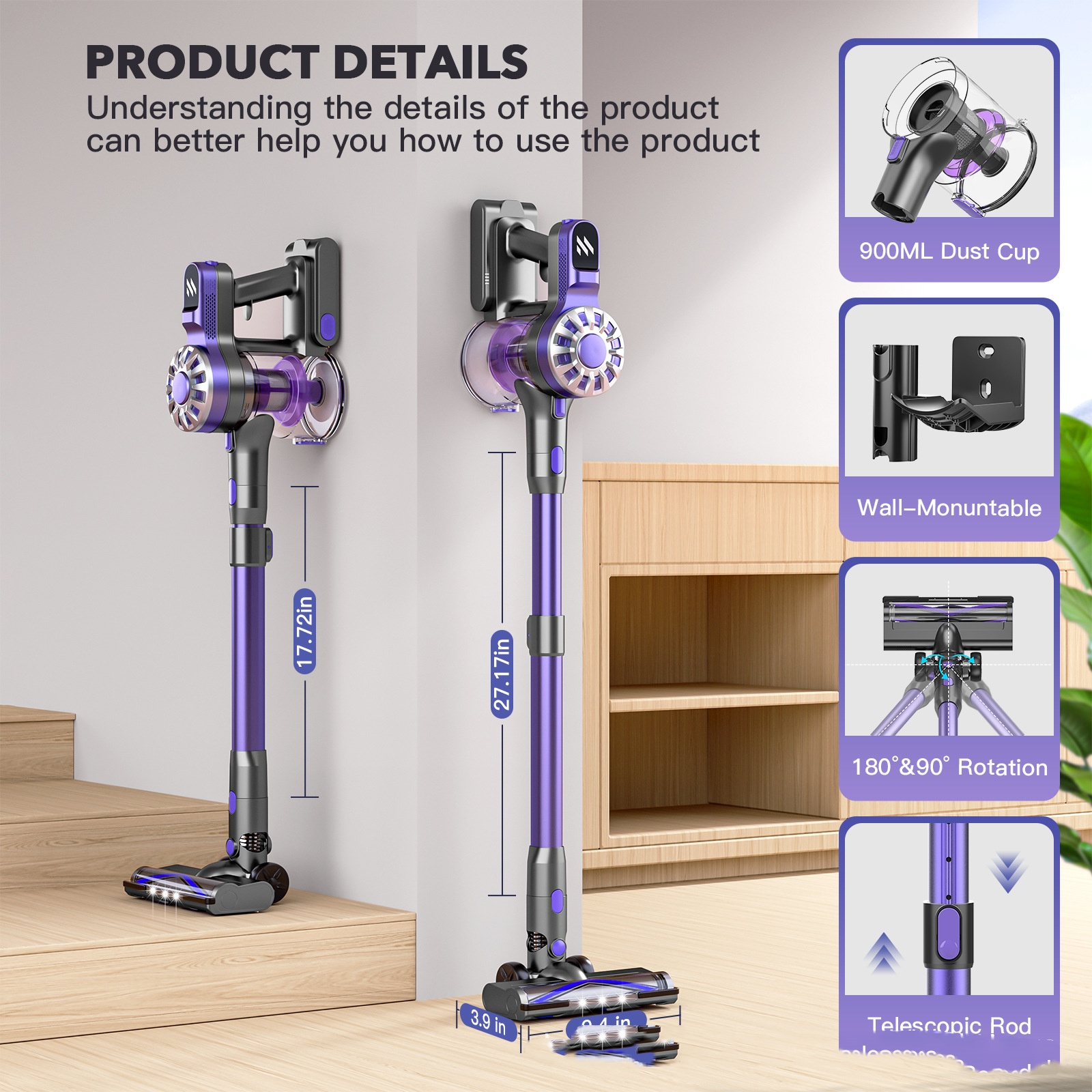 Main product image of Compact Portable Telescopic Vacuum Cleaner