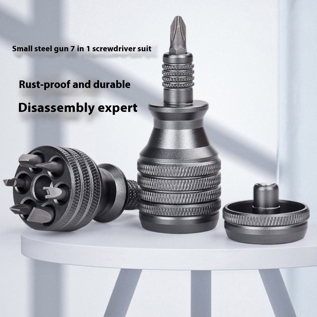 Main product image of 7-in-1 Aluminum Alloy Multi-Bit Screwdriver Set with Integrated Storage