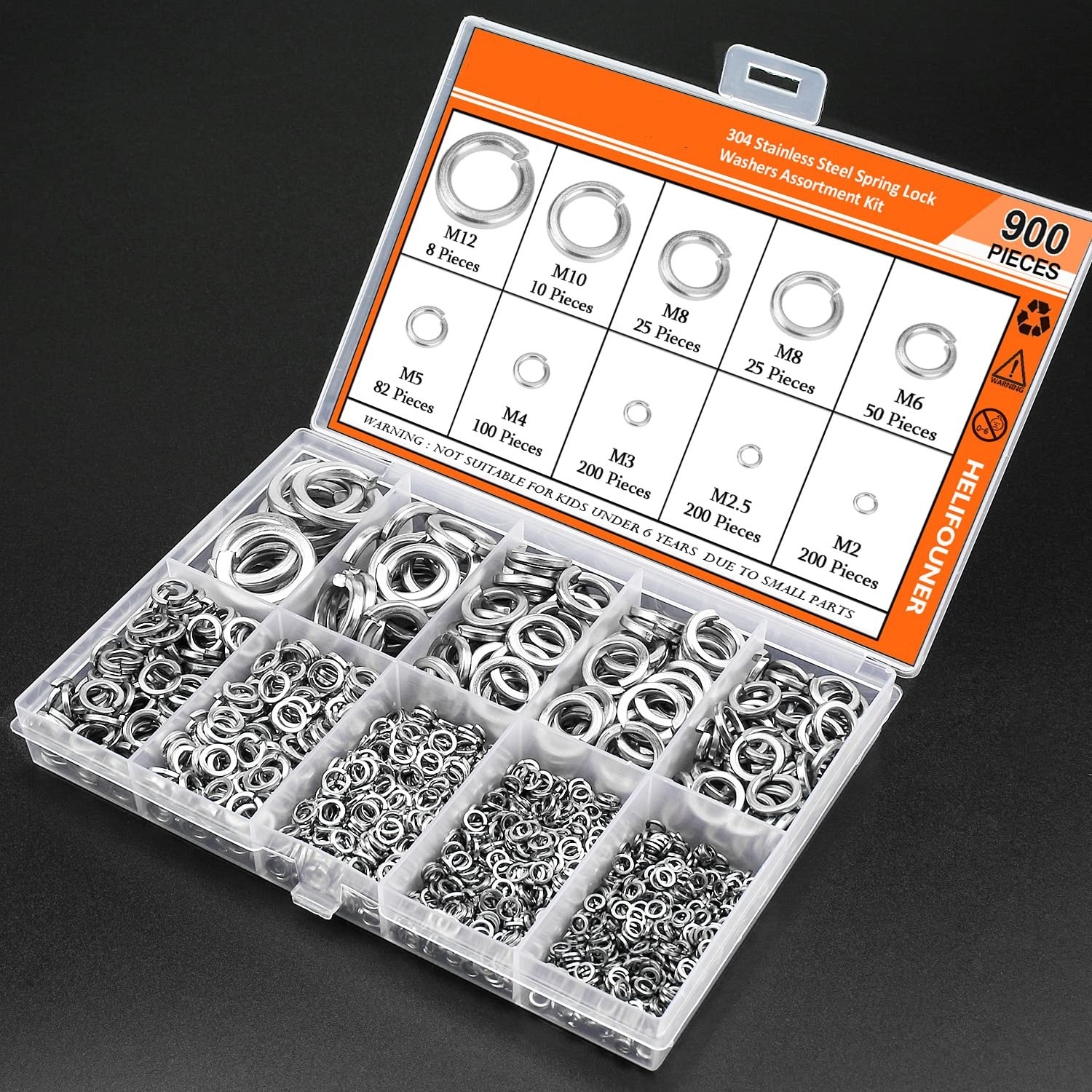 Main product image of 304 Stainless Steel Spring Lock Washer Assortment Box