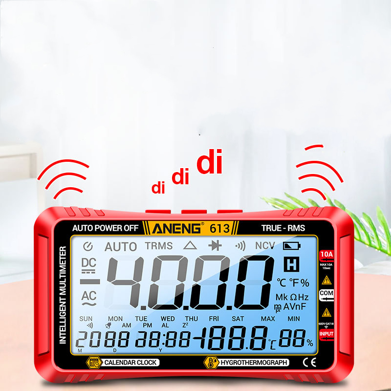 Main product image of Full Screen Multimeter with Temperature, Humidity, and Calendar for Electricians