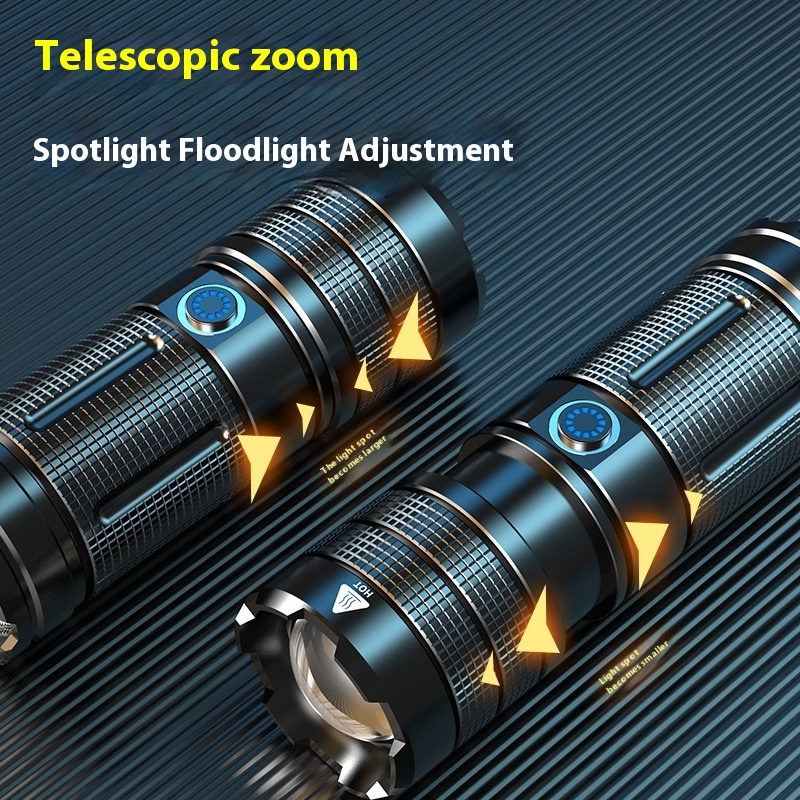 Main product image of Rechargeable Portable Zoom Flashlight with Outdoor Charging Capability
