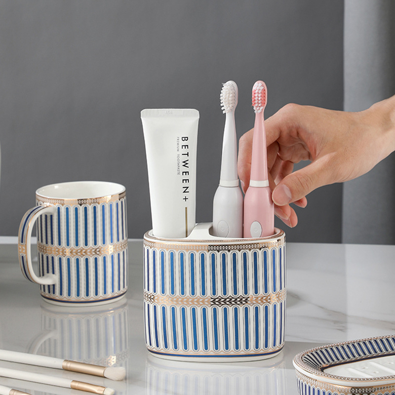 Main product image of Ceramic Toothbrush Holder, Bathroom Countertop Storage