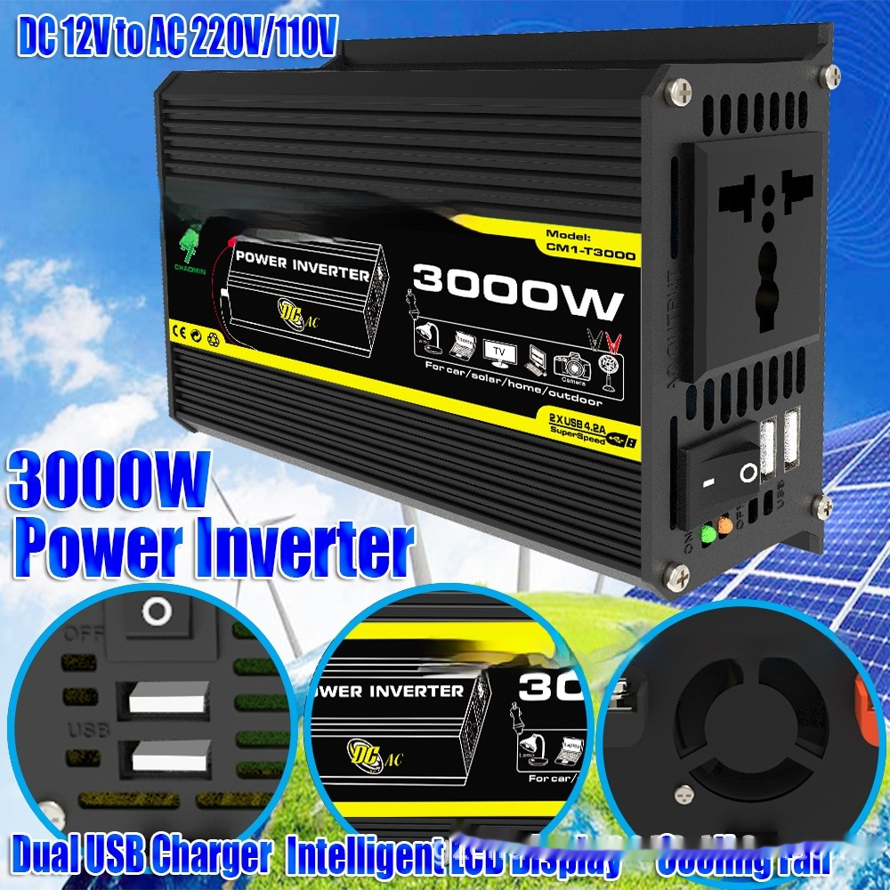Main product image of 3000W 12V DC to 110V/220V AC Off-Grid Power Inverter