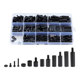 Product image of Black M3 Nylon Screw, Nut, Hex Standoff, and Washer Assortment